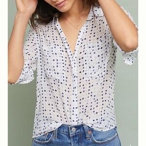 Anthropologie CLOTH & STONE Tavira Polka Dot Buttondown Top Shirt Small